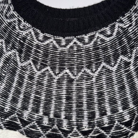 Talbots Womens Black & White Fair Isle Sweater Medium Crewneck - Picture 4 of 6